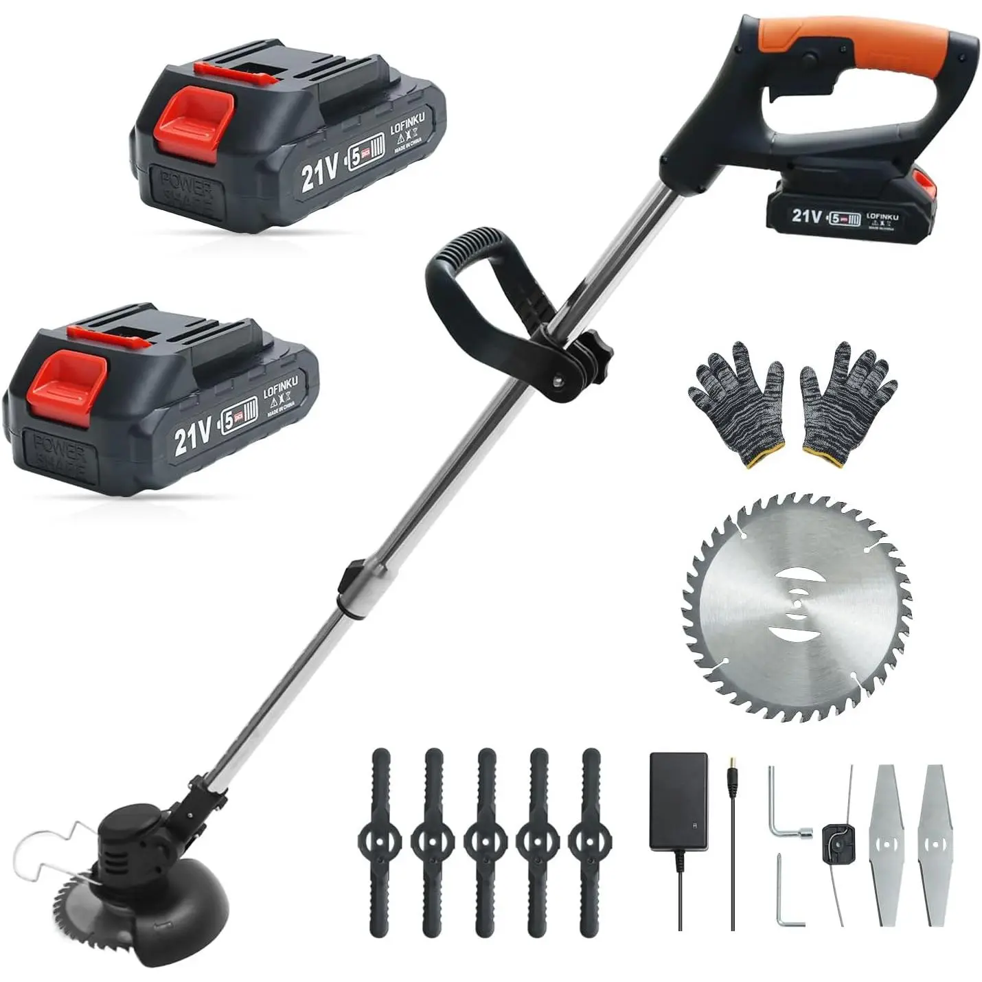 Weed Wacker, 4-in-1 Grass Trimmer, Black| Lightweight Weed Eater with 2 Batteries & Telescopic Shaft, Designed for Homeowners & Seniors,4 Blade Types for Every Task
