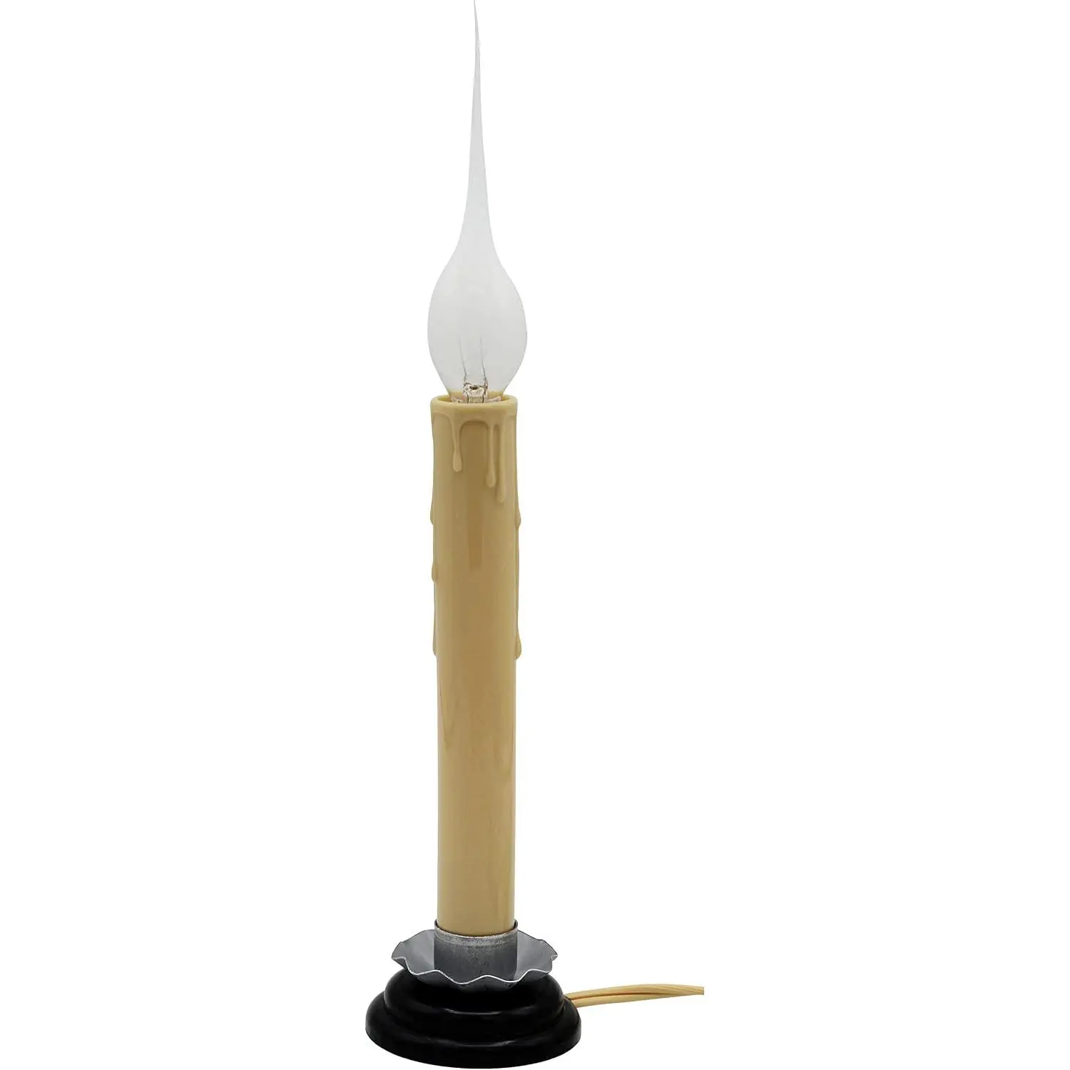 7 Inch Electric Rustic Country Candle Lamp with /Off , 5 Foot  Cord, Metal Base and 5W  Bulb Included