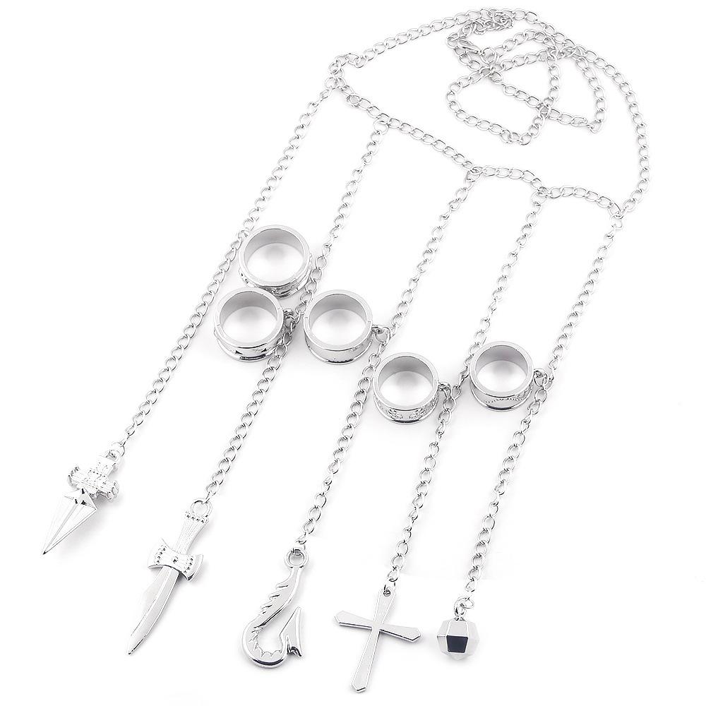 Anime Hunter x Hunter Bracelet Jack Kurapika Five Finger Chain Ring Cosplay Second Dimension Unisex Accessories Jewelry Gift