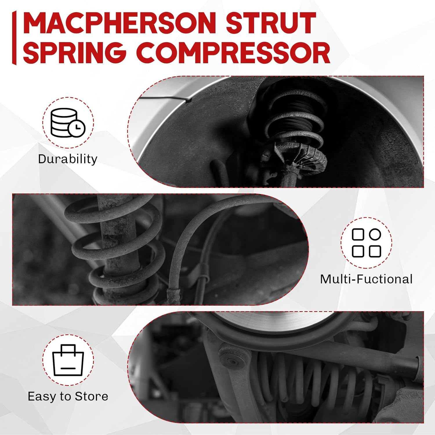 Macpherson Strut Spring Compressor Tool Kit | Heavy Duty Dual Coil Spring Compressor with Locking Pins, 13/16" Socket 1/2" Drive, 11.5" Range, Set of 2 for Suspension Work
