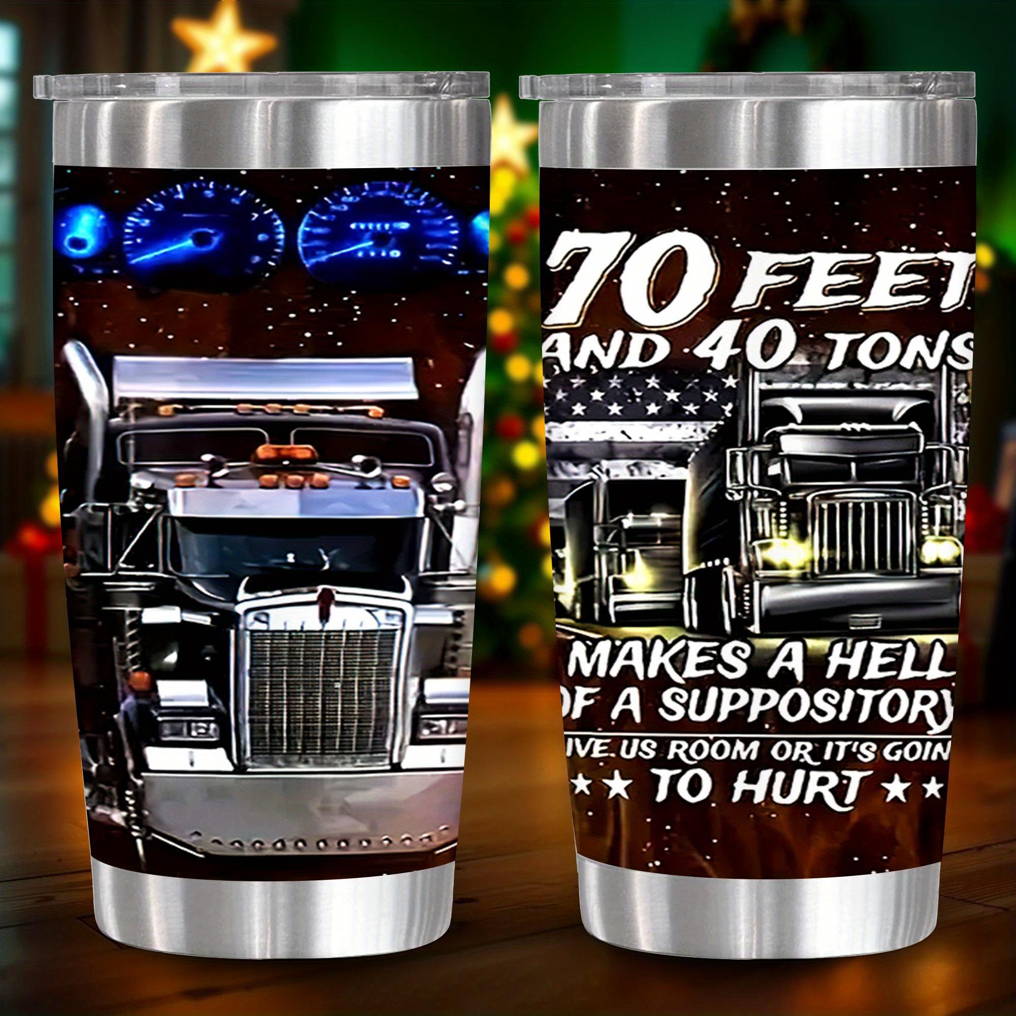 1 20 oz 70 foot and 40 ton semi truck mug, double wall vacuum insulated travel mug, leak proof cover, perfect gift for mom and dad, perfect for Christmas, Thanksgiving, Valentine's Day, Mother's Day, Father's Day, Birthday presents, coffee mugs