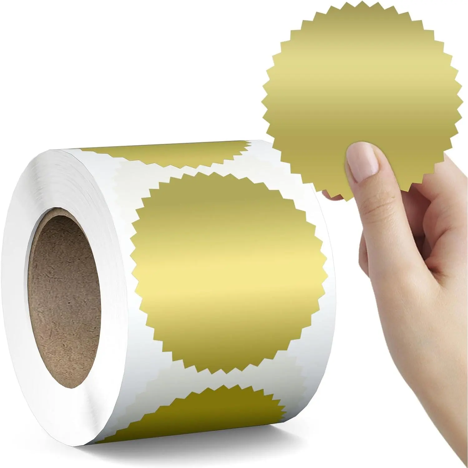 300 count 2 Inch Book Embosser Stickers Roll,  300 Pack Round  Embossed Stickers, Blank Self Adhesive Golden Foil Seals Stickers for Embossing  Package Envelope Wafer Metallic