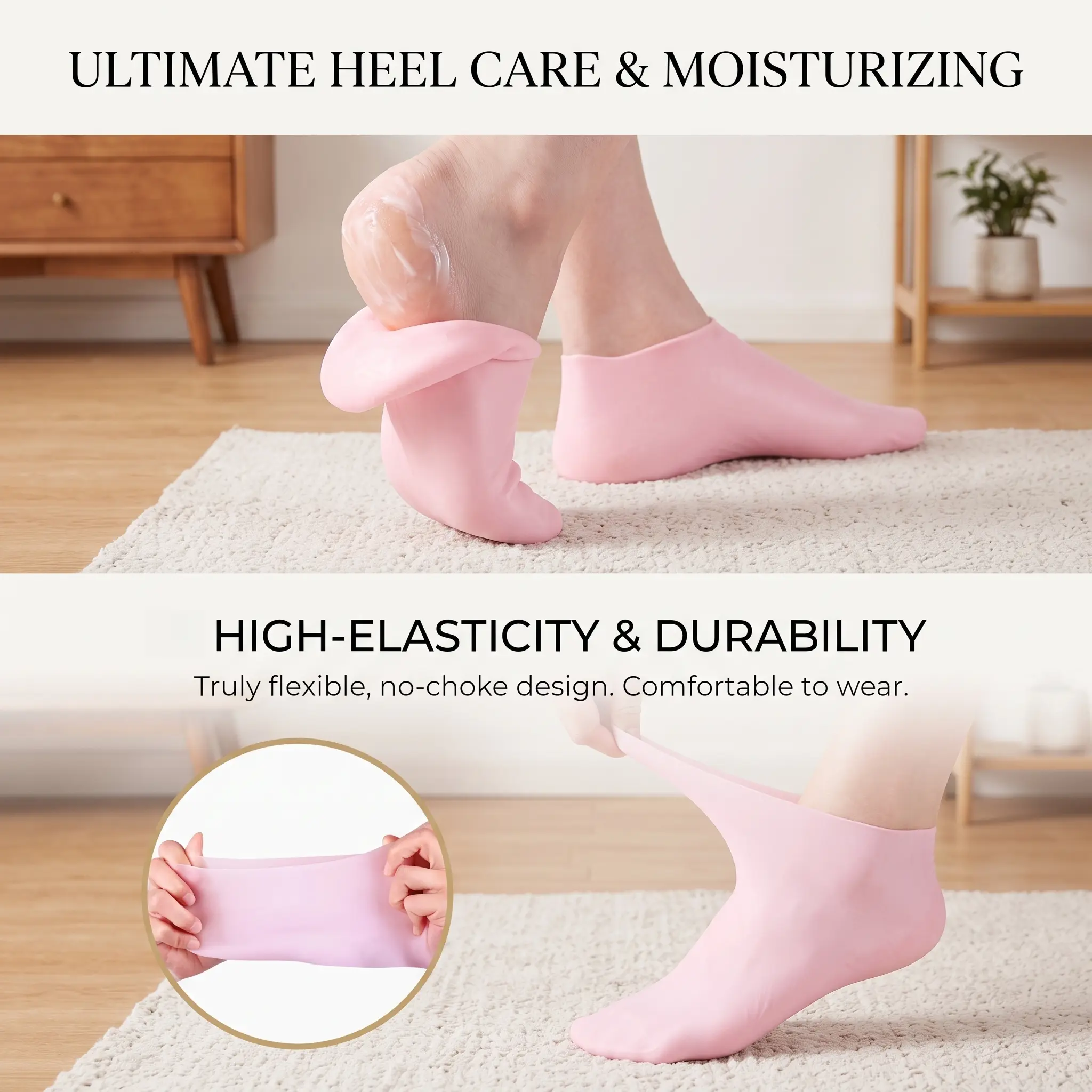 Soft Silicone Moisturizing Socks, 1 Pair Reusable Hydrating Waterproof Foot Protector, Moisturizing Foot Care Product for Dry Cracked Feet, Hydrate, Smooth, Moisturizing Foot Mask-YY1