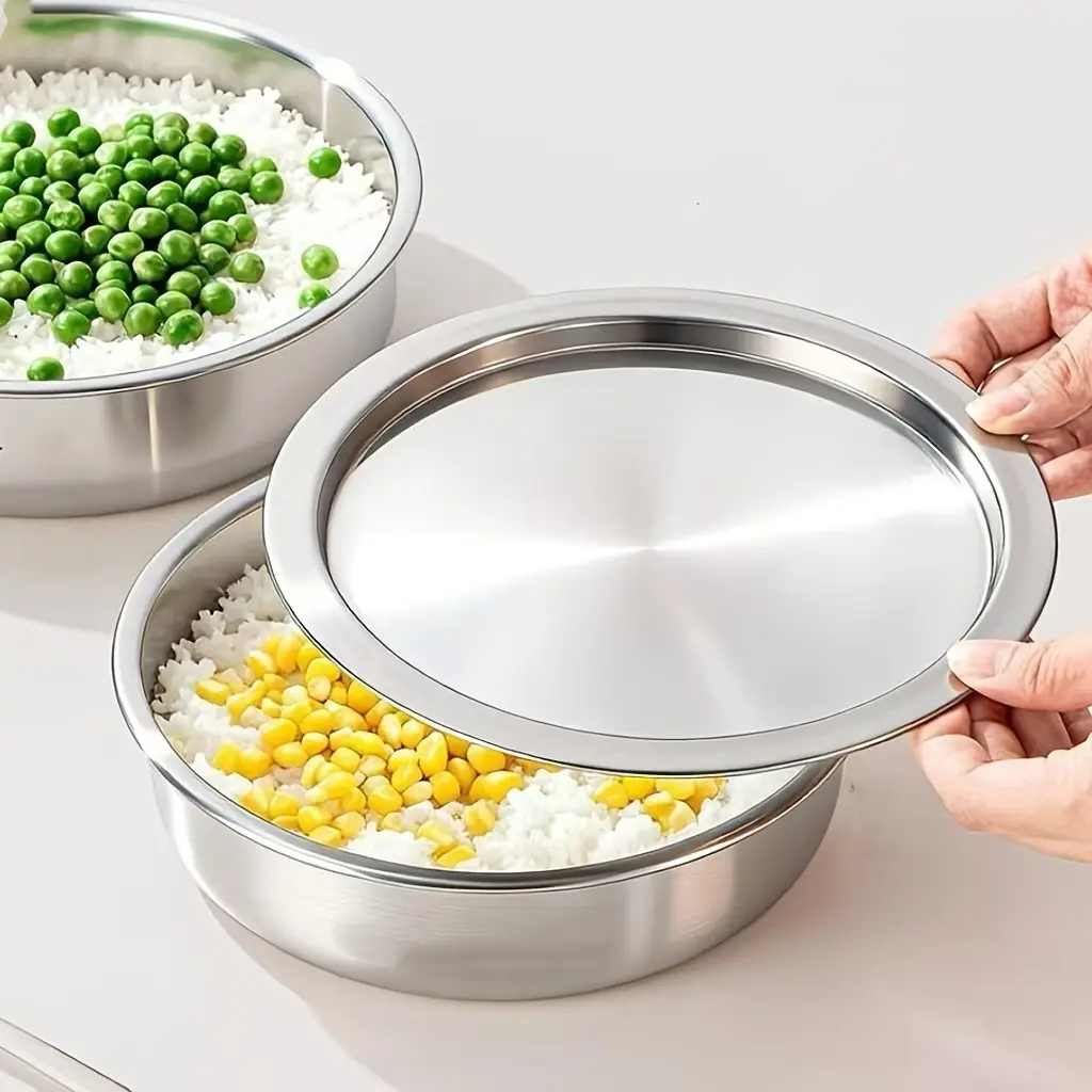 Stainless Steel Steaming Dish Set with Lid, Cookware, Kitchenware, Food Steamer, Includes 1 Tray and 1 Cover, Ideal for Cooking Vegetables, Cakes, Eggs, Home Use