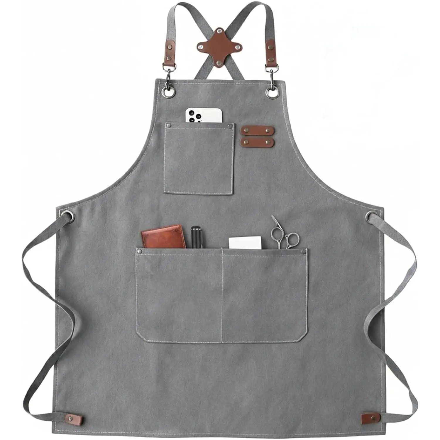 Comfortable Canvas Apron with Large Pocket and Adjustable Straps, Ideal for Kitchens, Woodshops