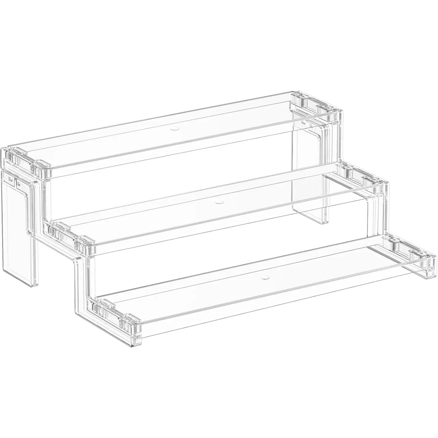 Rack, Perfume Cologne Organizer, Cupcake Stand, Tool-Free Assembly, Display Riser Shelf, Seasoning Figurine Makeup Holder, Room Decor, Kitchen Cabinet Storage, Clear, 12in-3 Tier, 1 count, 1 Pc, 12″3-Tier, Plastic