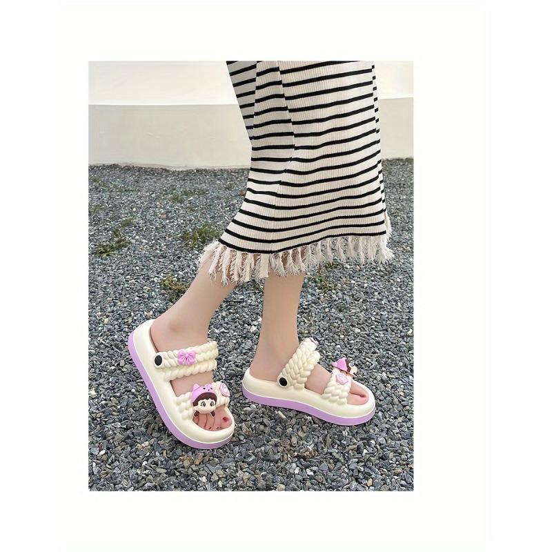 (New)Women's Slide Sandals With Cute Cartoon Design, Soft Sole Summer Open Toe Shoes, Indoor & Outdoor EVA Slides