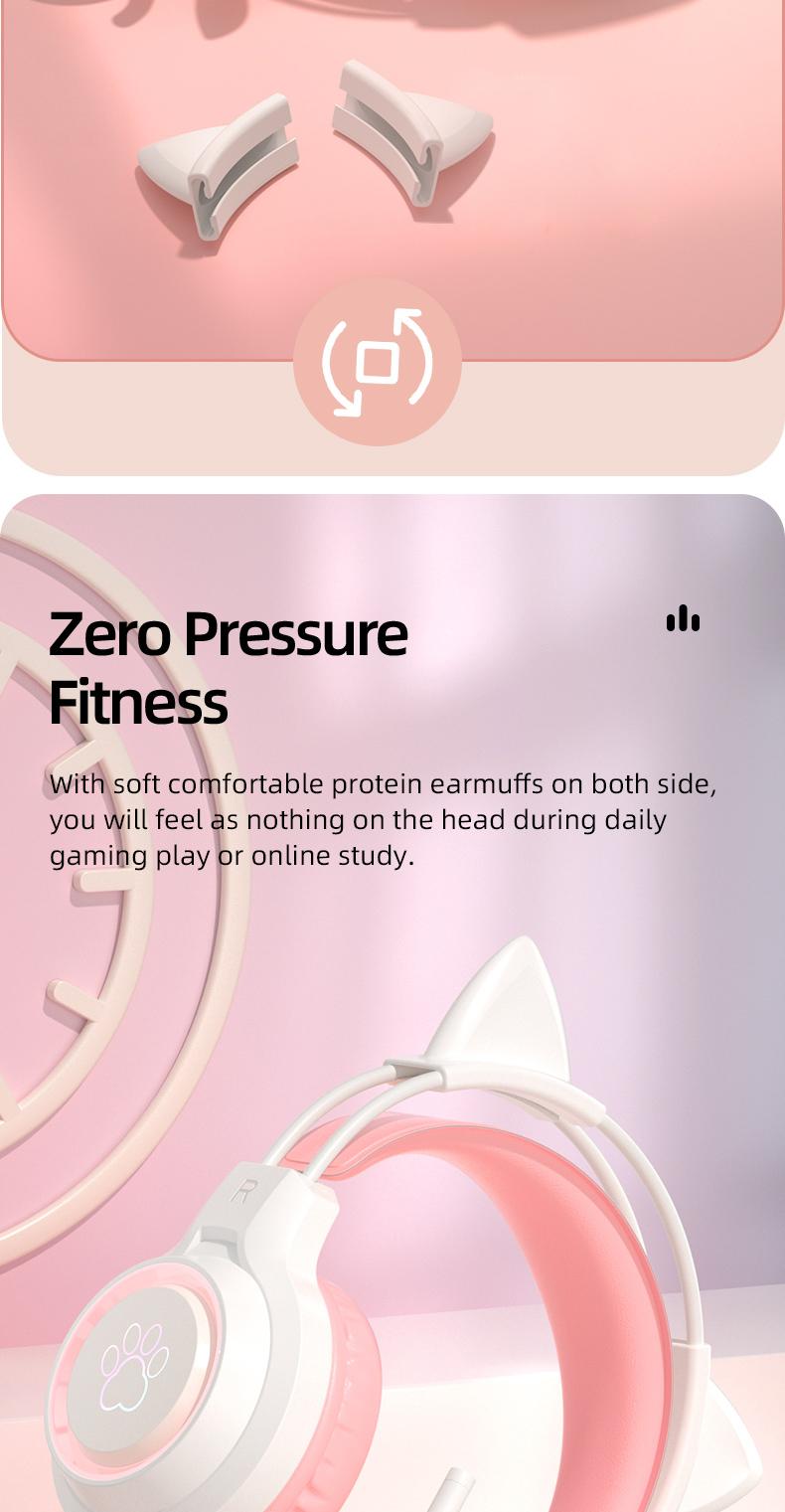 G35 High-Value RGB Gaming Headset with Cute Cat Ear Design, Wired Over-Ear Headphones for PC & Console Games, Multi-Scene Use, PC Gaming Accessories