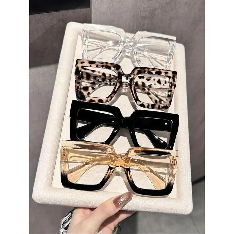 4-Pack Preppy Leopard Pattern Eyeglasses for Women and Men, Stylish Accessories with Durable Polycarbonate Frames for Daily Eyewear, Fashionable Frames Glasses, Preppy Aesthetic, Statement Frame Glasses