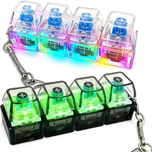 2 Pcs Keyboard Fidget Toy for Adults Fidget Keyboard Clicker Toys with LED Lights Keychain Stress Relief for Anxiety Decompression