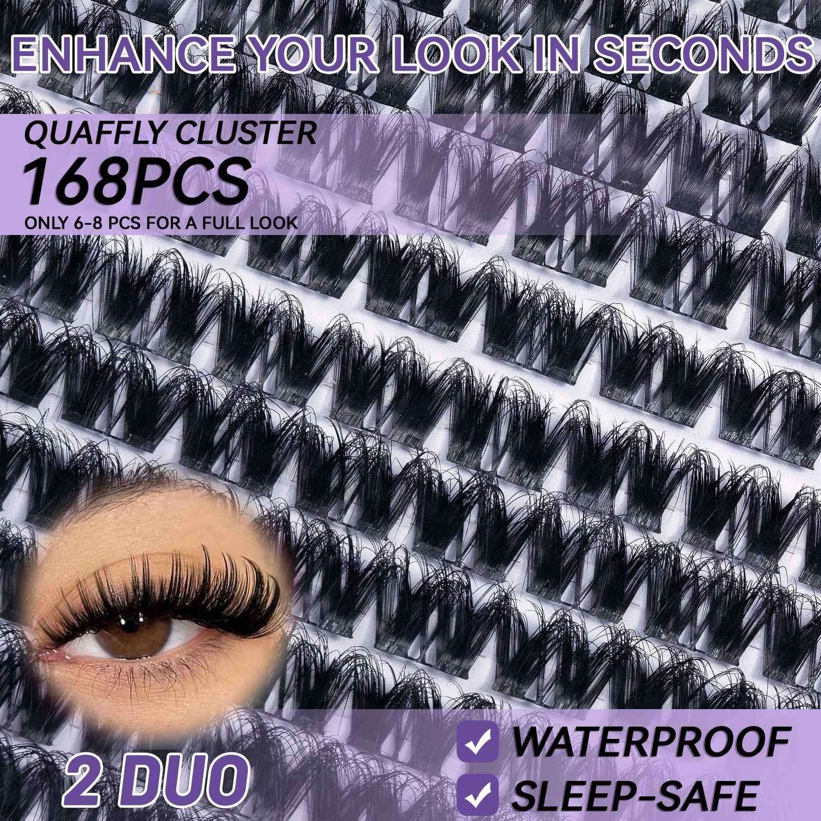 Mixed Length Eyelash Extension Kit, 1 Set Individual False Eyelashes with Tweezers & Glue, Natural Look Eyelash Extensions, Self Grafting Eyelash Clusters, DIY Lash Cluster