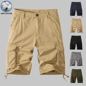 3 Pack Men’s Pure Cotton Cargo Shorts, Multi Pockets Non-Stretch Casual Work Shorts, Relaxed Fit Durable Outdoor Shorts for Hiking Camping Construction Daily Street Outfit