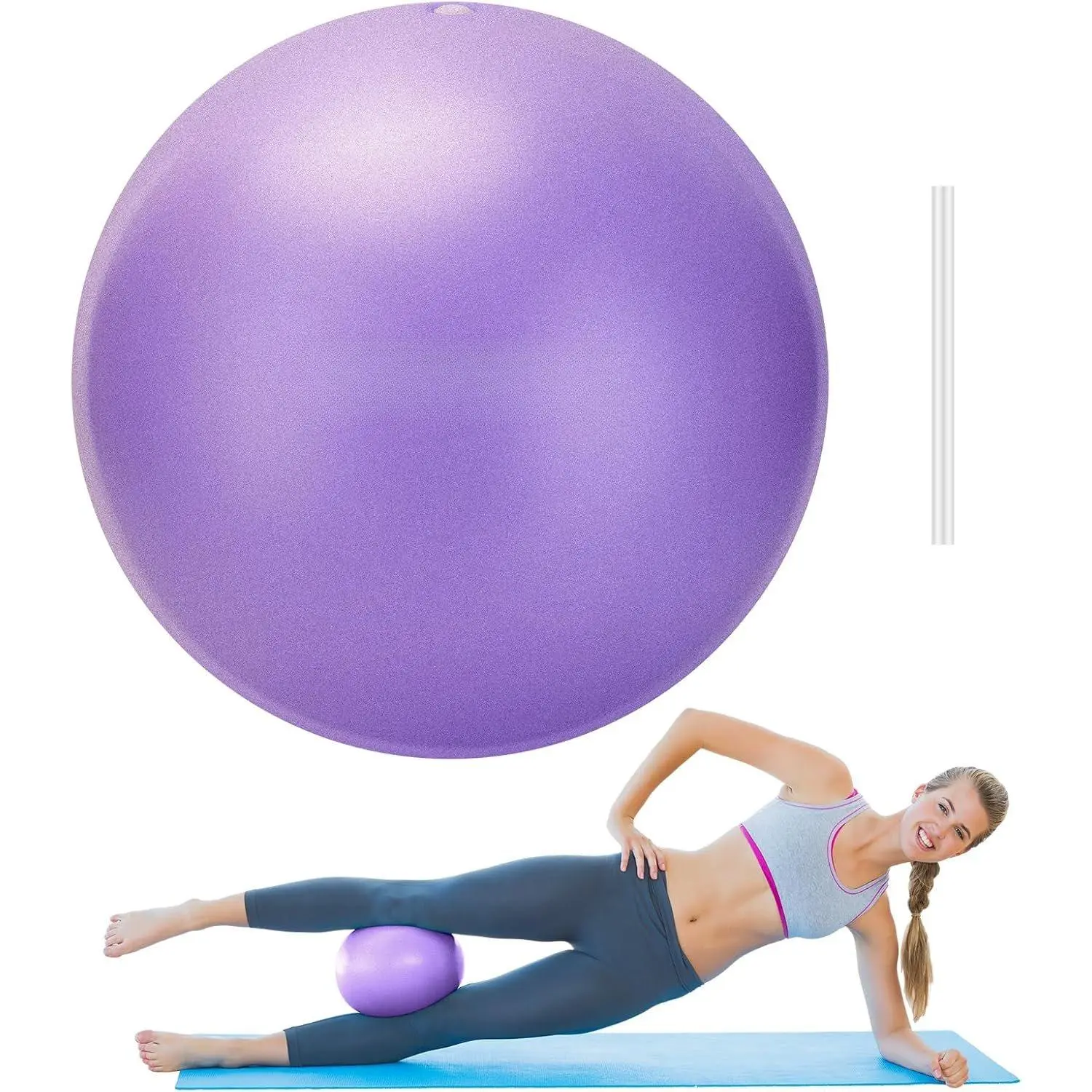 Pilates Ball, 9,8 Inch Small Exercise Mini Soft Workout Yoga Ball with Exercise Guide, for  Gym Yoga, Pilates, Core , Workout, , Stability