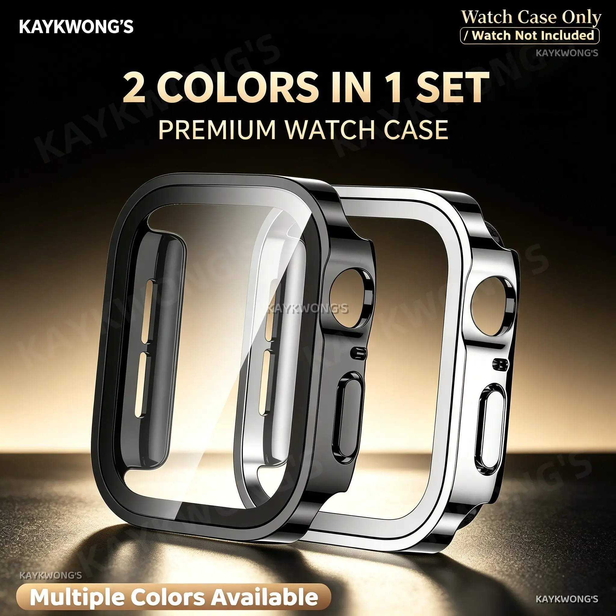 KAYKWONG'S 2 Counts Hard PC Protective Case with Tempered Glass Screen Protector, Ultra-Thin Scratch-Resistant Cover for iWatch Series 49mm 46mm 45mm 44mm 42mm 41mm 40mm 38mm, Smartwatch Accessories