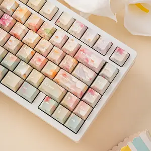 Garden Keycap Pbt 131 Keys, Original Height, 5-Sided Heat Transfer, Dual Color Injection Side-lighted South-facing For Mechanical Keyboard, English German French Spanish