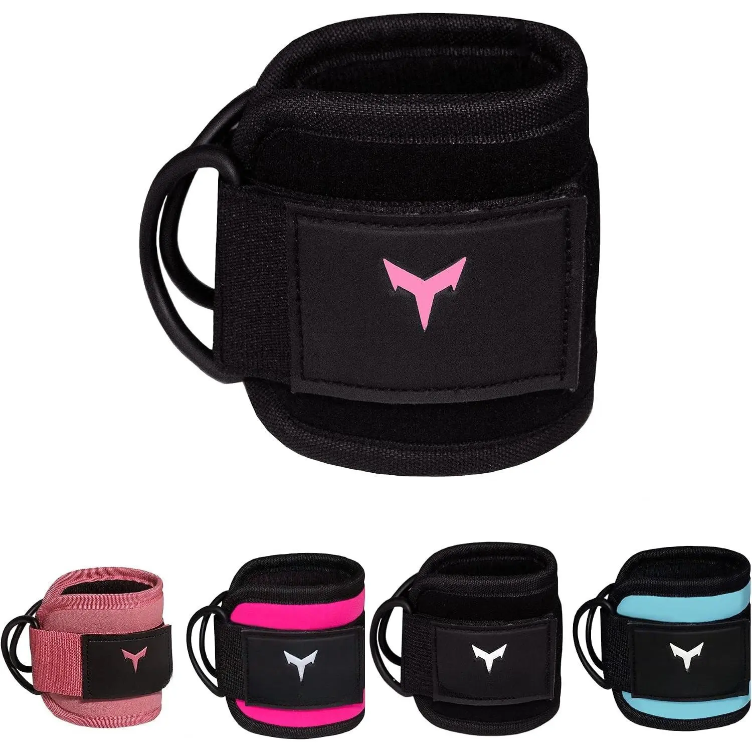 Adjustable Gym Ankle Straps for  Machines Women & Men, Glute Kickbacks | Neoprene padded gym ankle cuffs, steel D-ring, Adjustable fit for  abduction,  workouts & extensions