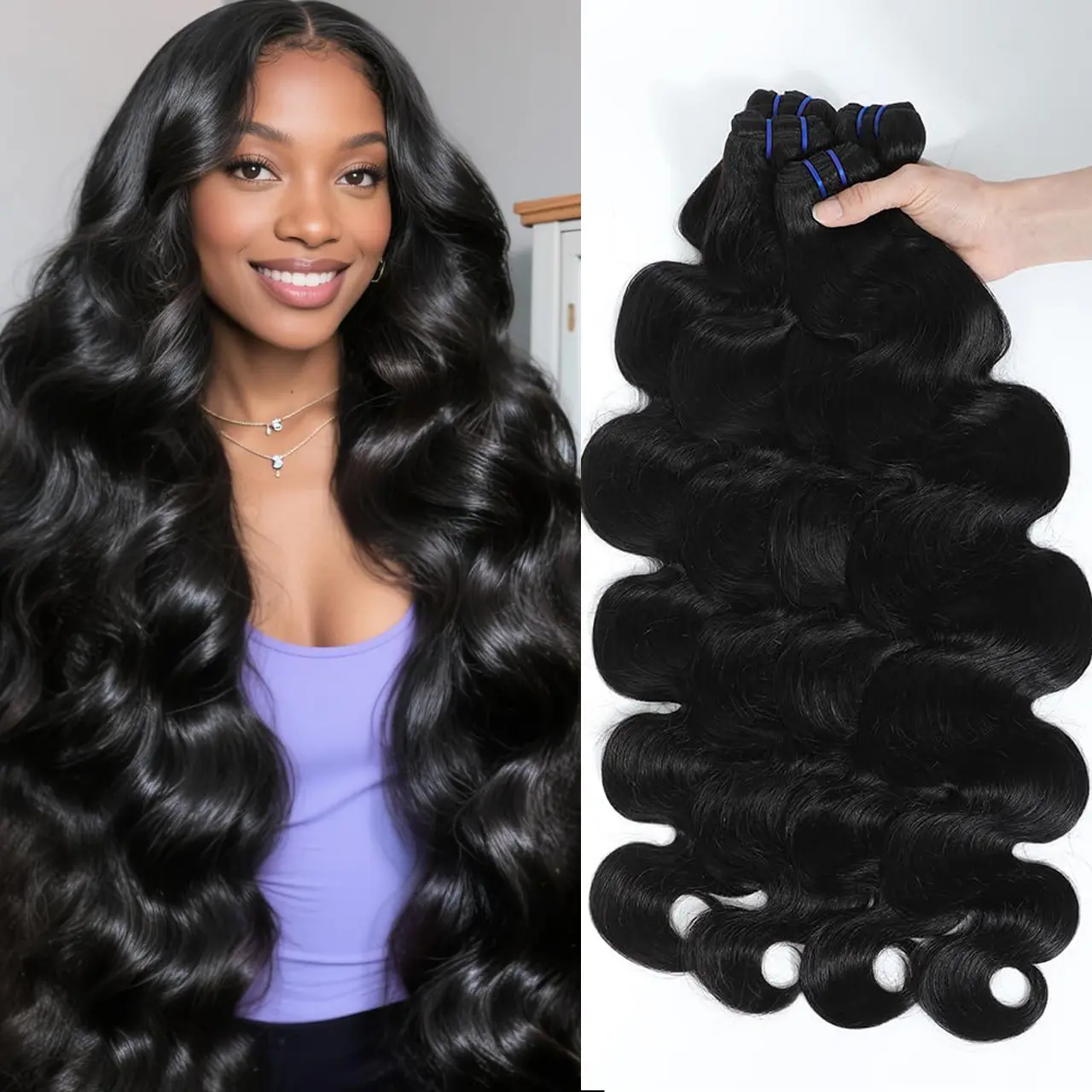 Charmanty Premium 100% Raw Unprocessed Virgin Human Hair 10-32 Inch Straight Body Deep Wave Bundles 1 3 4 Bundles Natural Black 613 Blonde Tangle Free Ponytail Remy Hair Salon-Quality Sew in Glue in Quick Weave Hair Extension #TikTokShopSummerSale