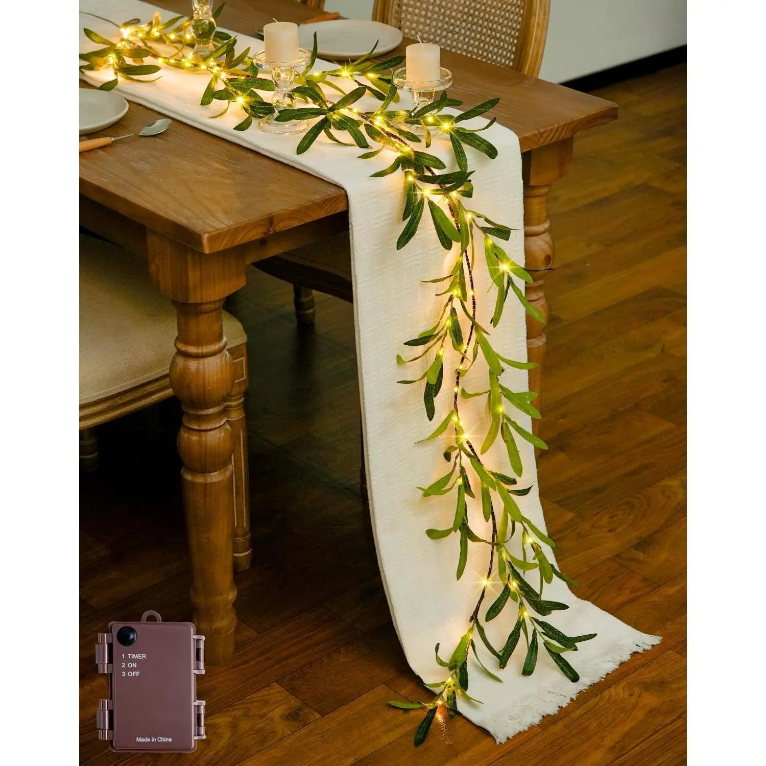 Artificial Olive Lighted Garland for Fireplace Decor, 100 LED 6 Ft Christmas Mantel Garland Fairy Lights Battery Operated, Vines with Lights for Table Bedroom Wedding Easter Spring Decorationfidget toys