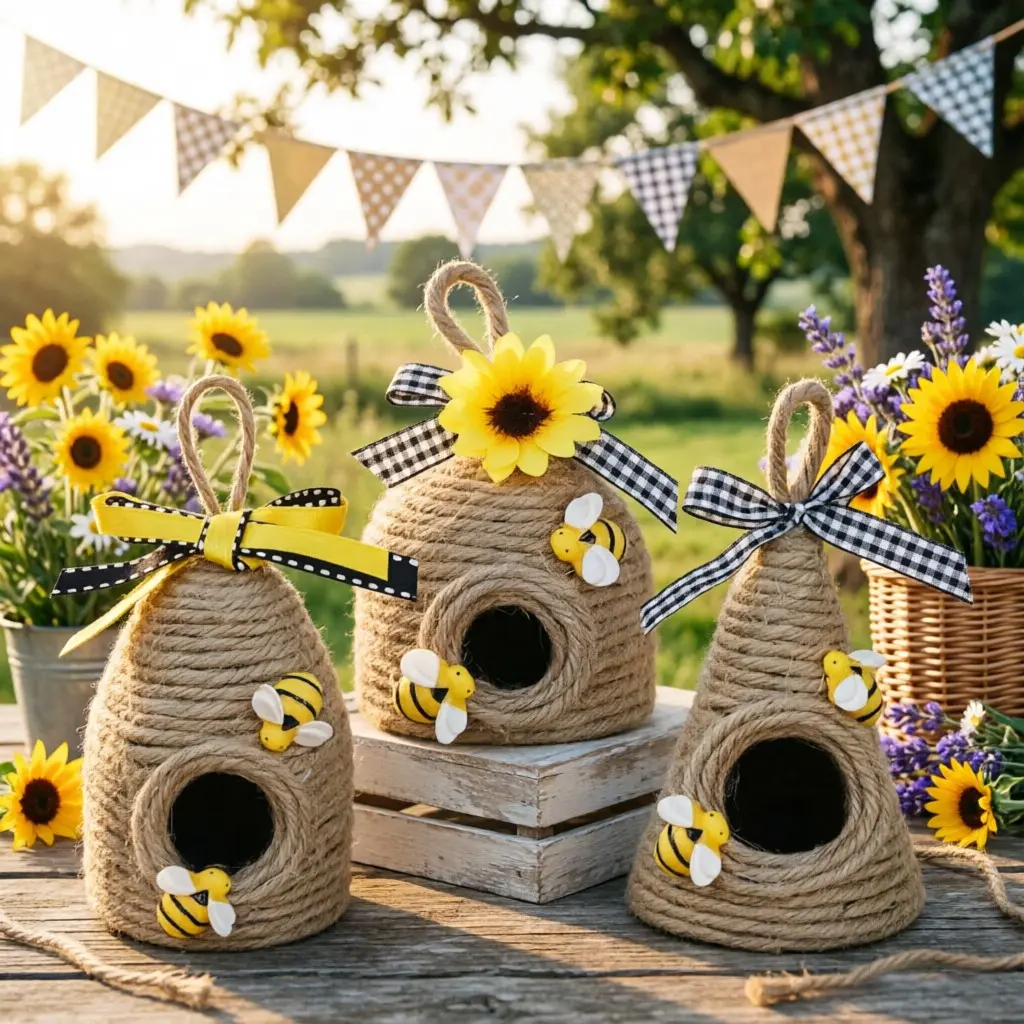 Country Style Beehive Decor Set, 3-Piece Natural Honeycomb, Spring/summer Kitchen Table Centerpiece Tray Decoration, Farmhouse Home Decor, Home Centerpieces, Tabletop Centerpiece
