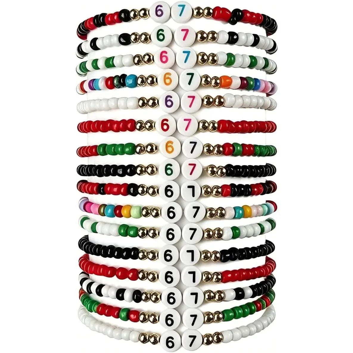 67 Bracelets for Teens, 16 count Funny Six Seven Meme Bracelets, Elastic Stretch Bracelets for Men Women, Novelty Party Favors  for Birthday, Valentine’s Day, Christmas Stocking Stuffers
