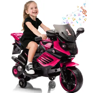 6V Kids Electric Ride On Motorcycle for 3-6 Years, Rechargeable Motorbike with Training Wheels, Headlight, Horn & Music, CPSC Certified PP Material, Anti-Slip Tires
