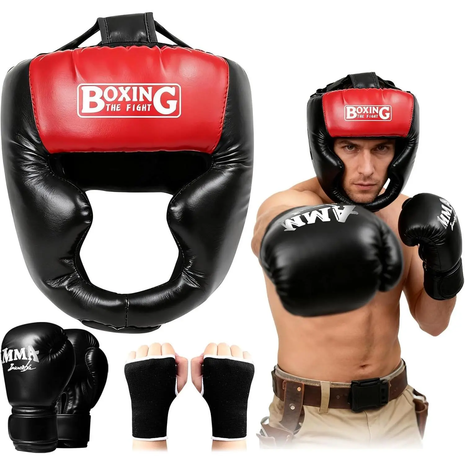 Sparring Head Guard with Gloves - Boxing Safety Headgear for MMA, Kickboxing, Muay Thai & Boxing - Adult & Kids