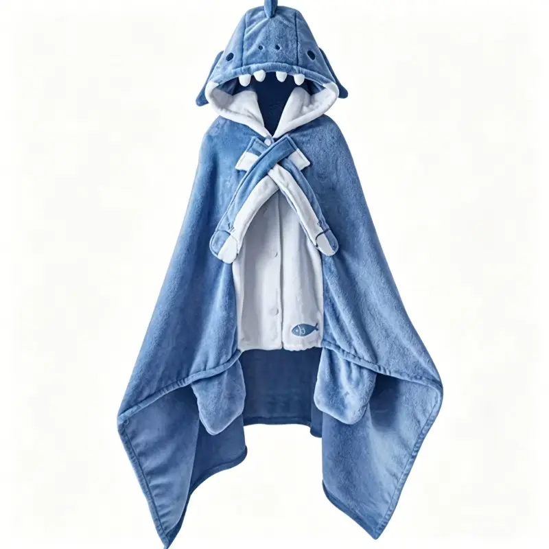 Wearable Shark Blanket with Hat, Adult Comfortable Shark Throw, Perfect for Bedtime, Movie Night, Theme Parties, Holiday Gift, Hooded Wearable Blanket