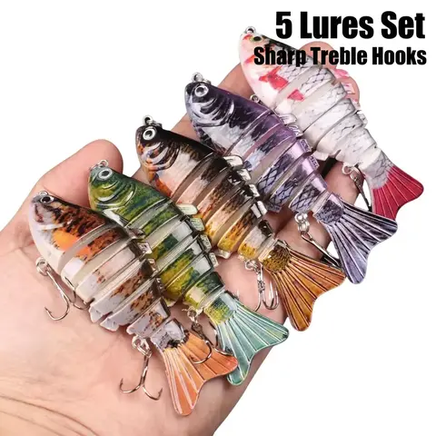 Multicolor Fish Shaped Soft Fishing Lure (5 Counts/set), Artificial Fishing Bait with Hook, Treble Hook Lures, Tackle Accessories for Outdoor Fishing, Fishing Lures Kit, Fishing Equipment