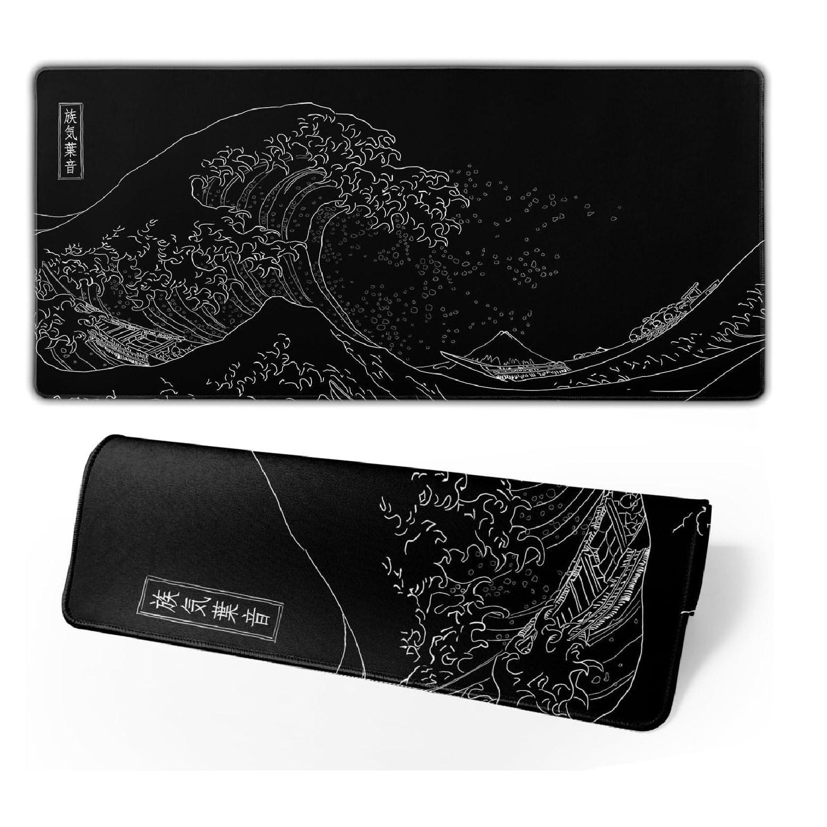 Rectangle Large Mouse Pad, 1 Count Wave Pattern Design Waterproof Mouse Mat with Non-slip Rubber Base, Smooth Desktop Mouse Pad for Home & Office, Gaming Desk Accessory, Office Desk Accessories