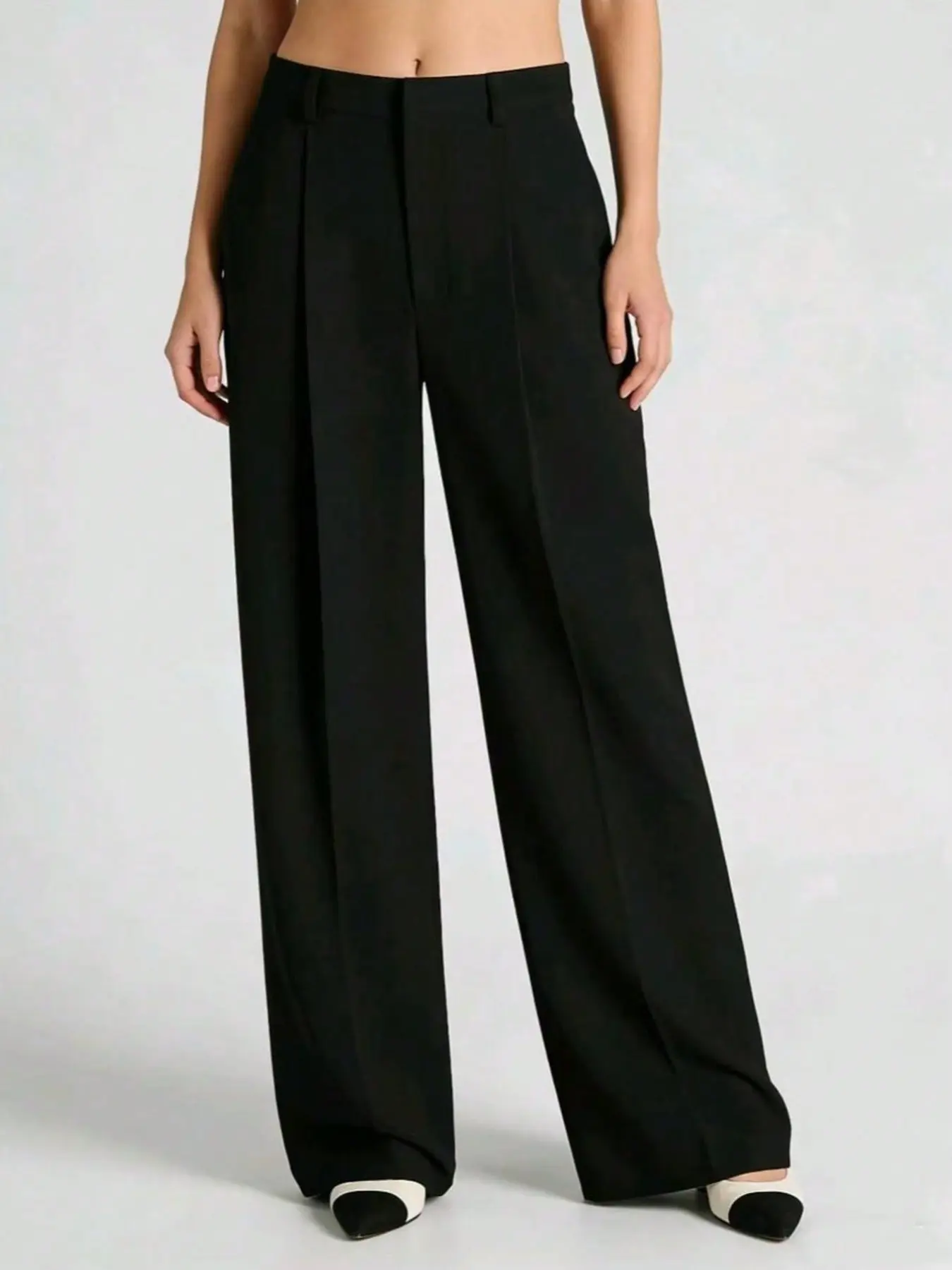 Women's High-Waisted Wide Leg Pants Bottoms, Loose Fit Baggy Straight Leg Trousers, Business Casual Suit Pants, All-Season Solid Color