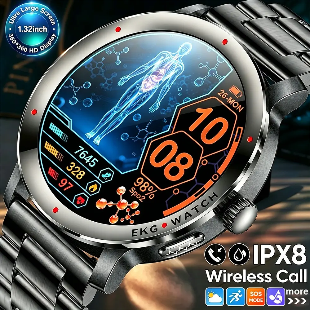 2026 New Men's Outdoor Smartwatch, HD Touch Screen, Wireless Calling, Fitness Tracking, Voice Assistant, Weather, Music Control, Health Watch