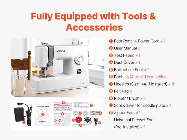 Sewing Machine, 18 Stitch Applications, with LED Light and Foot Pedal, Dial Control, Interior Metal Frame, Lightweight and Portable Beginner Sewing Machine for Adults Crafts and Mending
