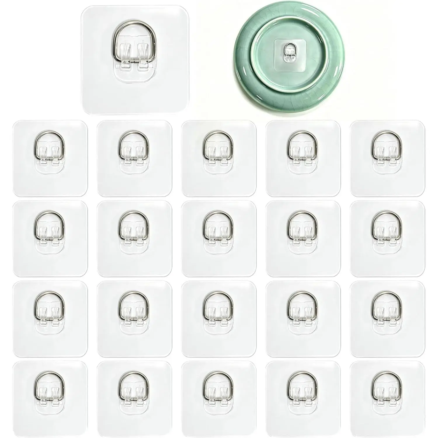 20 Pack Invisible Adhesive Plate Hangers for Wall Display, 2.6 Inch  Hold Self-Adhesive Hangers for  Decorative Plates, Picture Frames, Art & Paintings