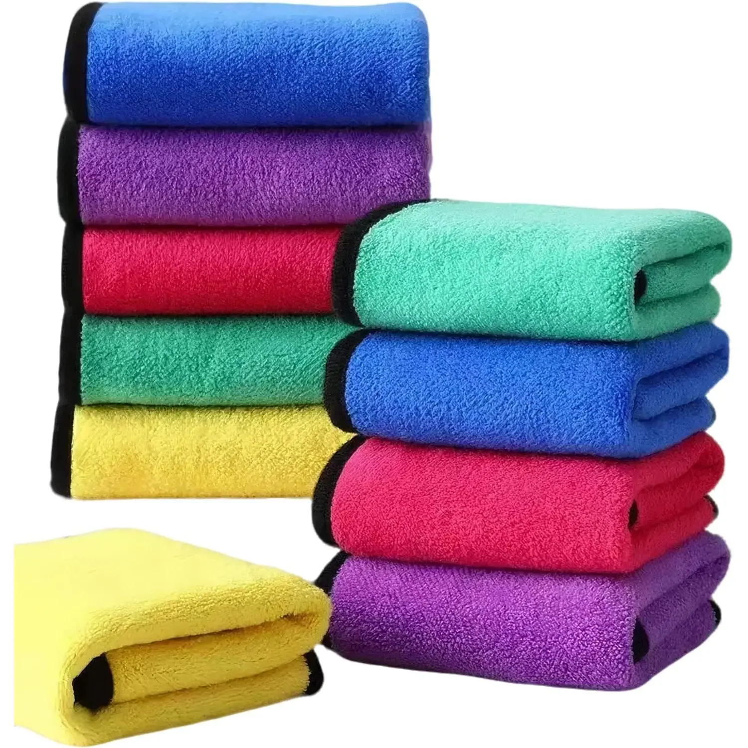 10-Pack Synthetic Coral Side Microfiber Auto Towels, Ultra-Soft Lint-Free Machine Wash Cloths for Car Detailing, Ceramics & Appliances Cleaning, Streak-Free Water Absorption, 11.8”x15.7” (5 Colors)