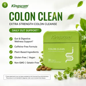 Kingscom Gut Colon Cleanse Tablets,15 Day Colon Cleanse Tablets, Natural Detox Support, Digestive Health Supplement, Fiber & Herbal , 30 Tablets skin