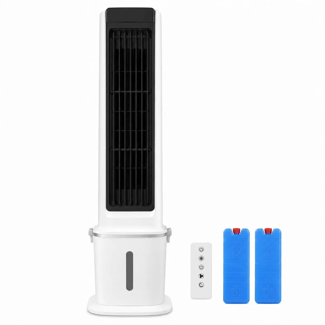 Tower-Shape Portable Evaporative Air Cooler Fan with Remote Control, Evaporative Cool for Indoor Use, White and Black