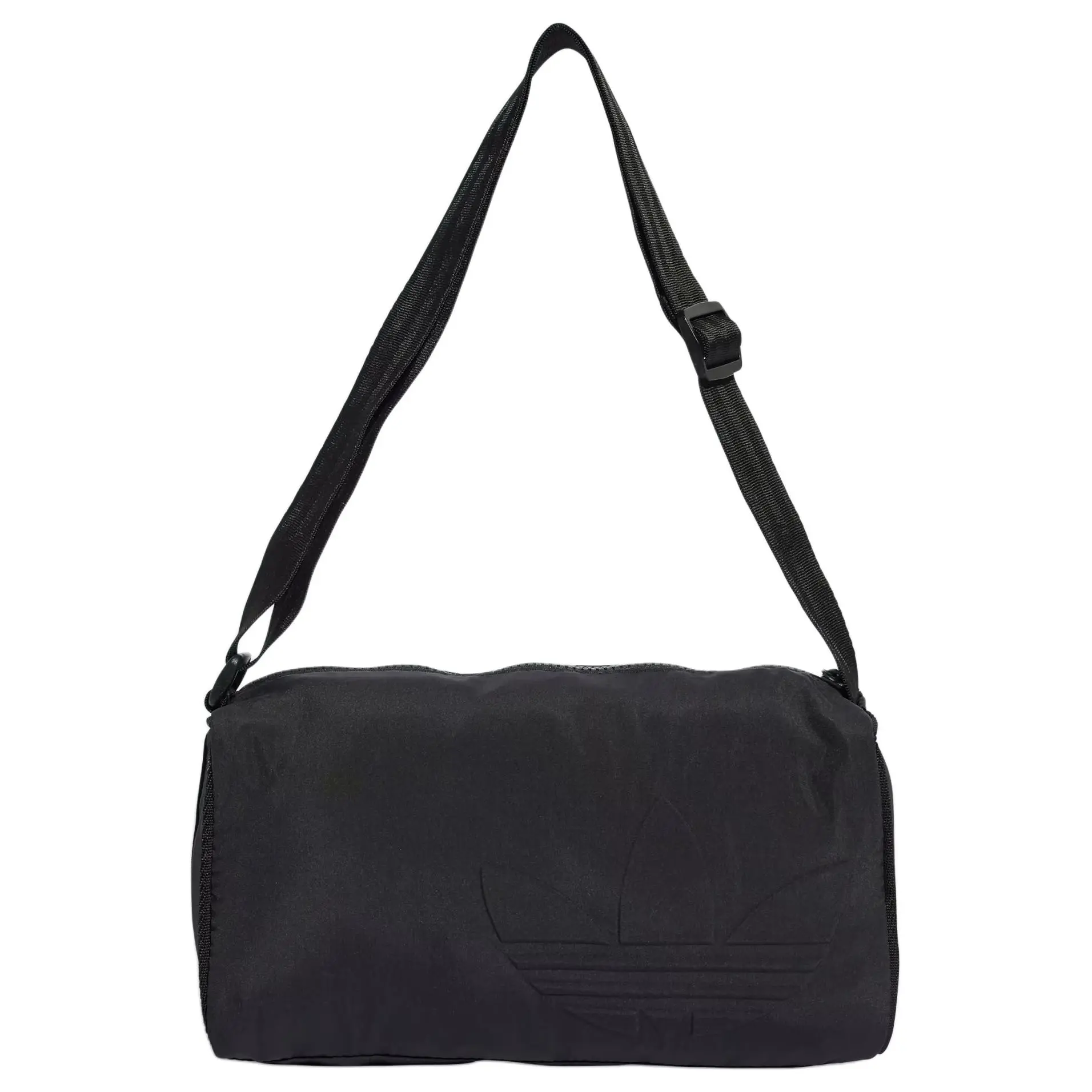 Adidas Originals Trefoil Logo Zippered Nylon Crossbody Bag for Men and Women, Minimalist Black