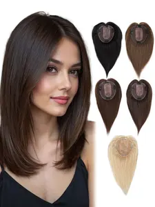 10 Inch Human Hair Topper for Women, 360° Cover Lightweight 12*13cm Breathable Silk Lace Base Hair Toppers, 100% Remy Human Hair Wiglets Hairpieces for Thinning Hair&Wide Parting