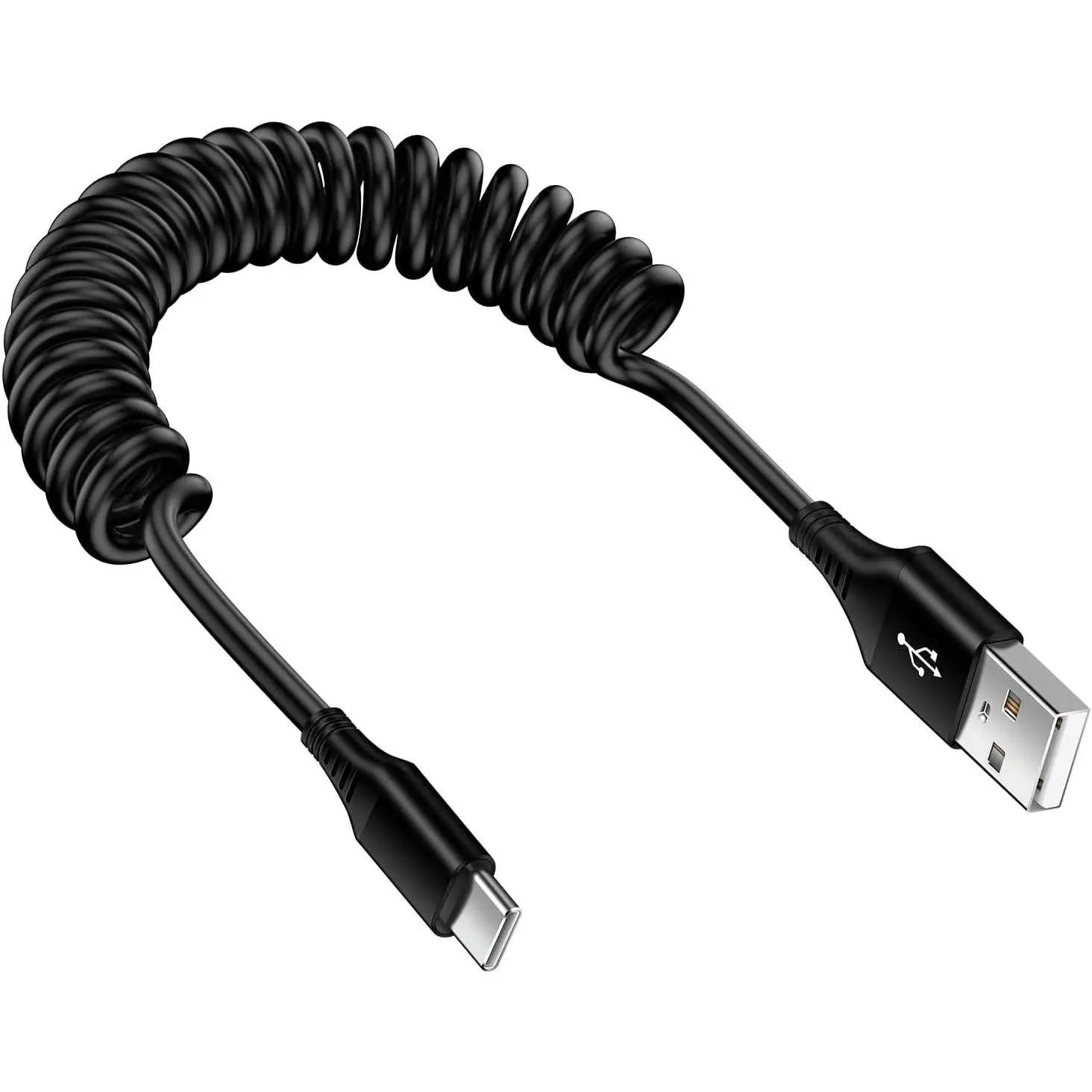 S24 Ultra FE Coiled USB C to USB A    for Galaxy S26 Ultra/S24+/S23/S22/S25,3FT Retractable Android Phone  Charger Cord for  17 16 15 Pro Max Plus, Pixel 10/9/8
