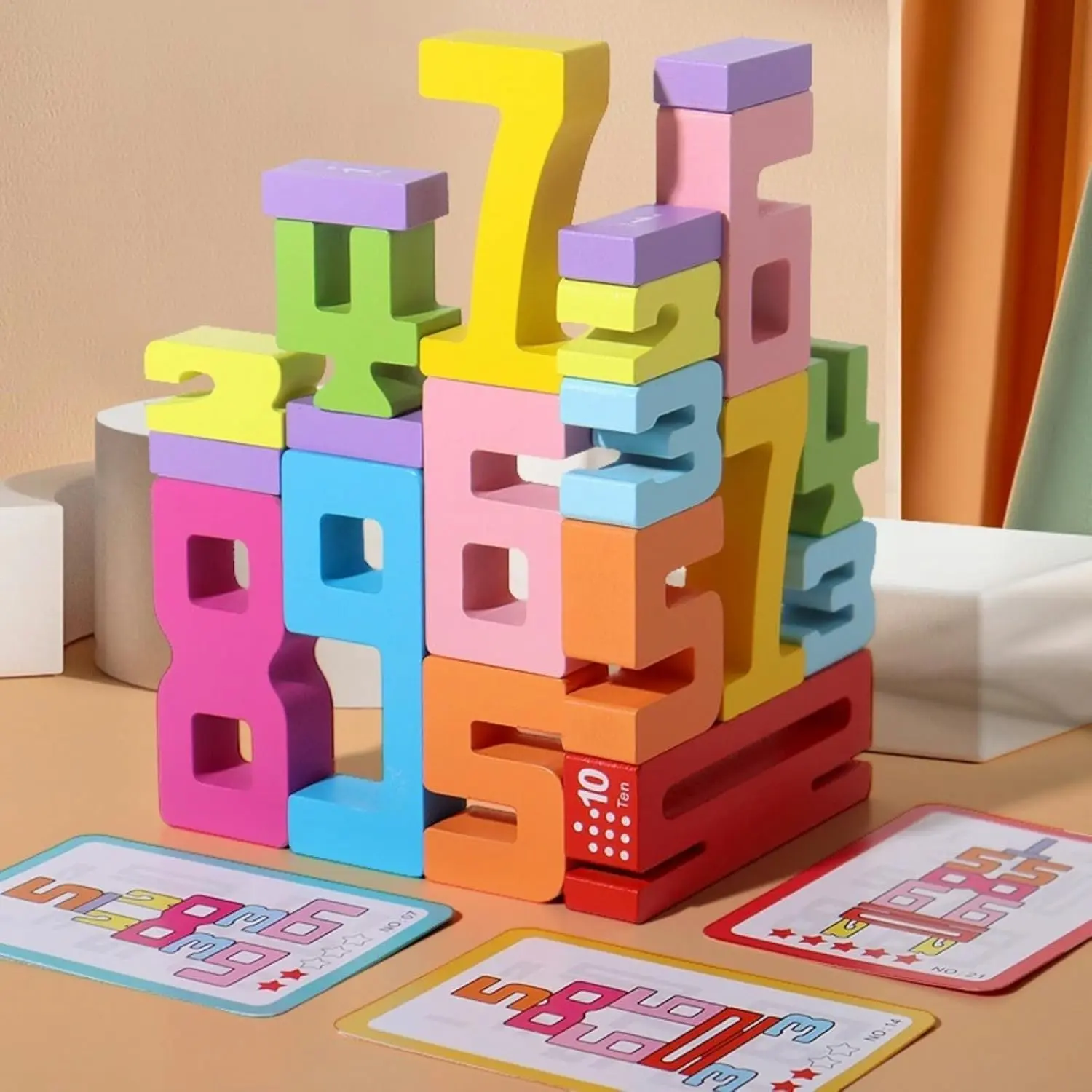 20PCS Wooden Number Building Blocks 1-10 - Montessori Math Stacking Number Blocks Toys with Counting Games, Bright Digital Building Blocks Friends of 10, STEM Learning Toys for Kids Ages 3-8fidget toys