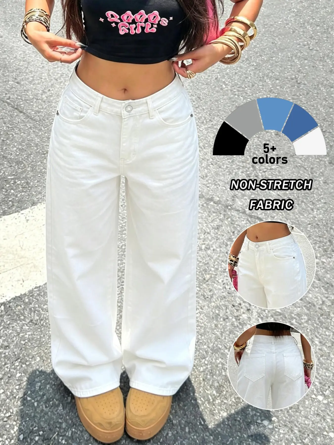 NVFelix Women's Y2K Loose Fit Jeans, Casual Wide Leg Denim Jeans, Streetwear, Street Style, Perfect for Music Festivals and Daily Commute