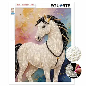 DIY Pearl Painting Kit, Frameless Animal Pattern, Self-Stick Canvas, Stress Relief Craft, Home Wall Art, Mosaic Jewelry Gift, Festival Souvenir
