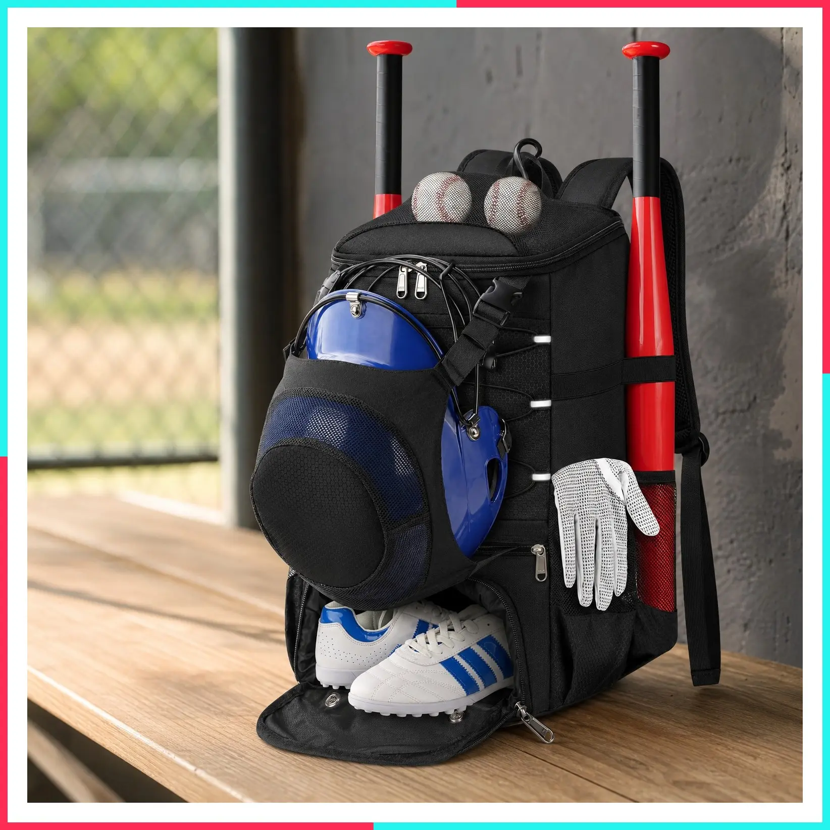 Baseball Softball Backpack for Youth & Adult with Shoe Compartment
