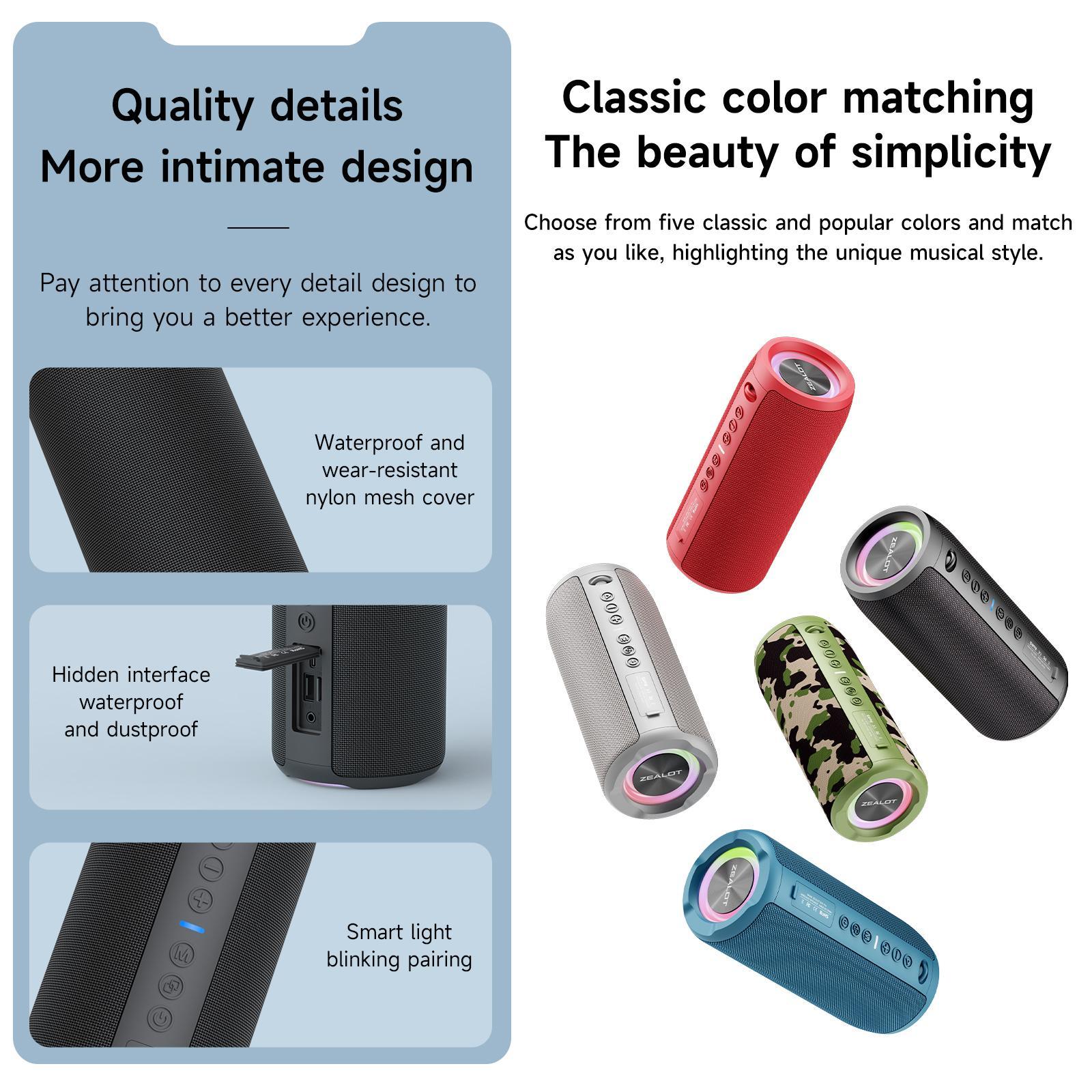 ZEALOT S51Pro Wireless Speaker, 40W Portable Wireless Speaker