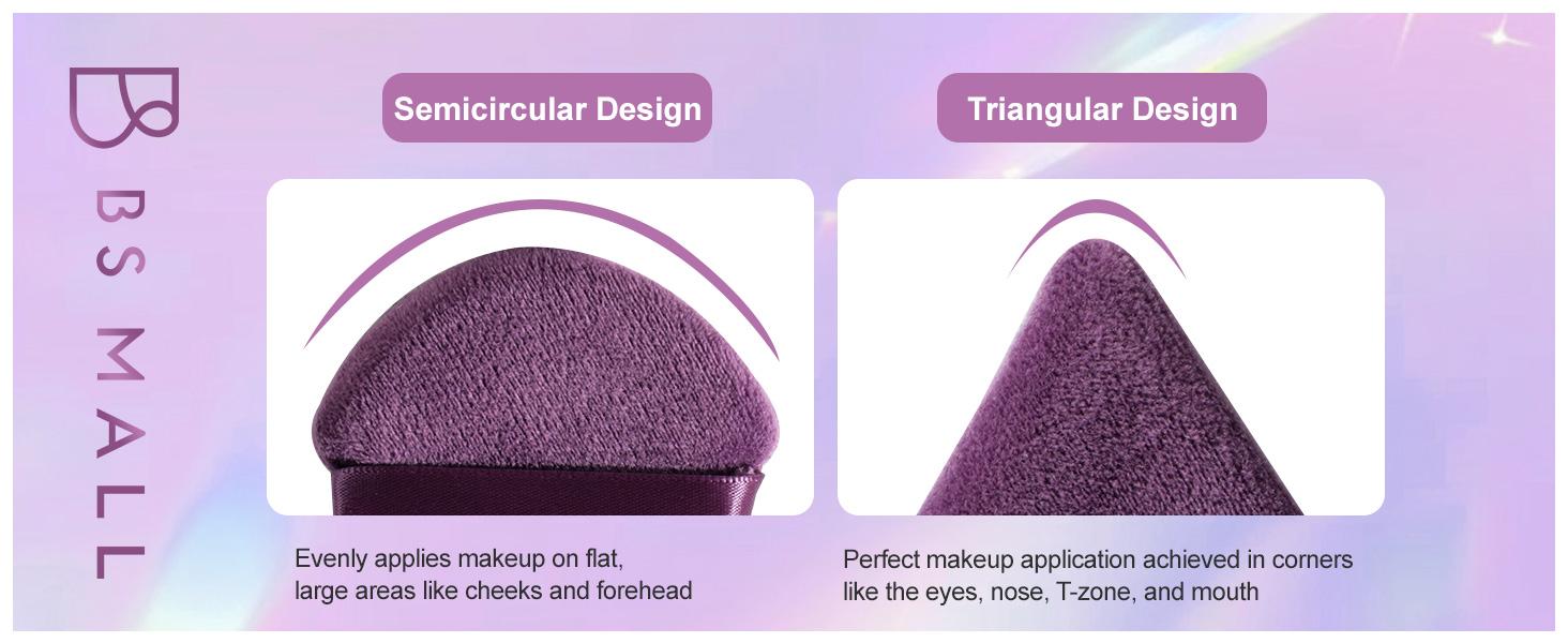 Makeup Sponge Set Triangle Puff 14 Pcs for Liquid, Cream, and Powder, Multi-colored Makeup Sponges and Mini Sponge with Case (A-Purple)