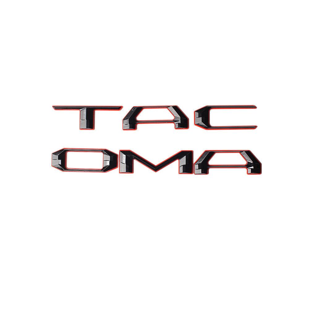 3D Red & Gloss Black Tailgate Letters for Toyota Tacoma 2024-2026, TRD Off-Road Style Tailgate Emblem, No-Drill OEM Look ABS Plastic, Weatherproof Rear Lettering Upgrade for Truck Bed Decor
