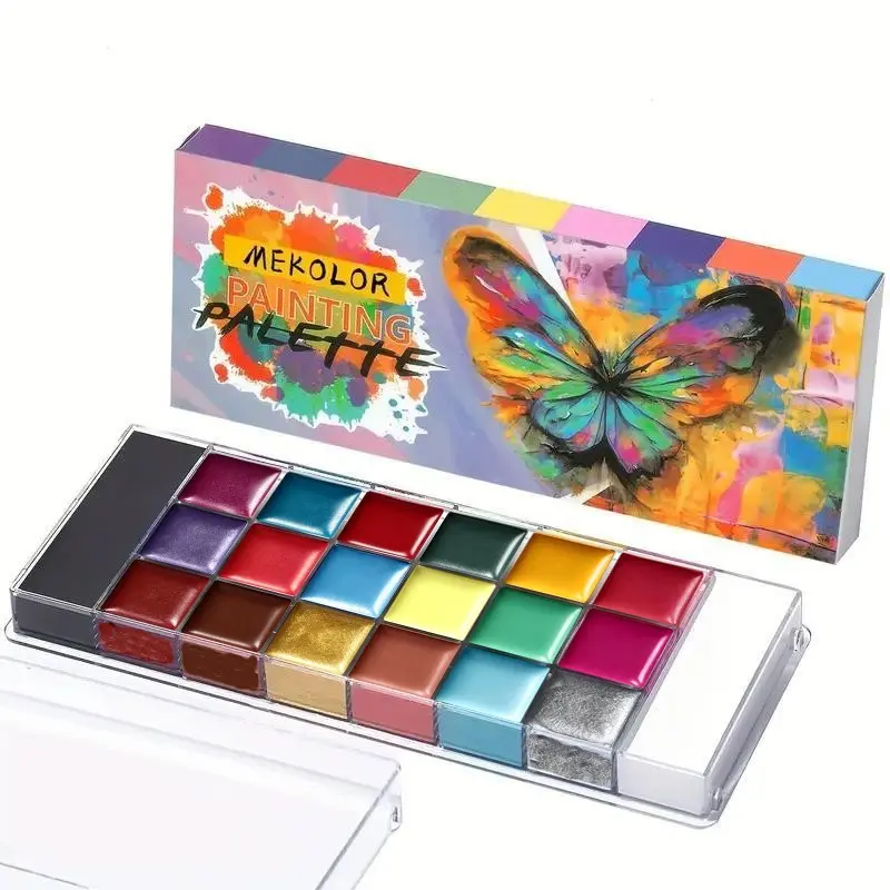 20 Color Oil-Based High Pigment Face Paint Set, Face Paint Palette, Ideal for Body Art, Stage Makeup, Halloween and Christmas Cosmetics, Versatile and Vibrant, Full Body Makeup