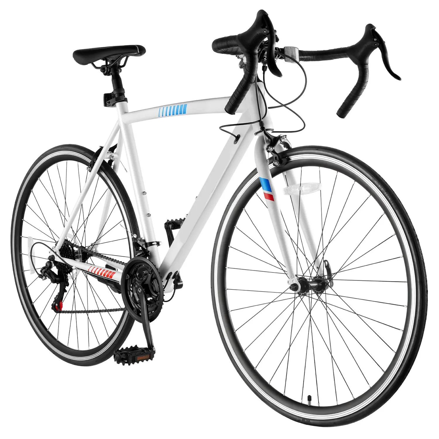 Unisex 700C Wheels Road Bike - SHIMANO 21-Speed Drivetrain, Carbon Steel Frame, Drop Bars, Caliper Brake, Urban Riding Racing & Commuter Bicycle