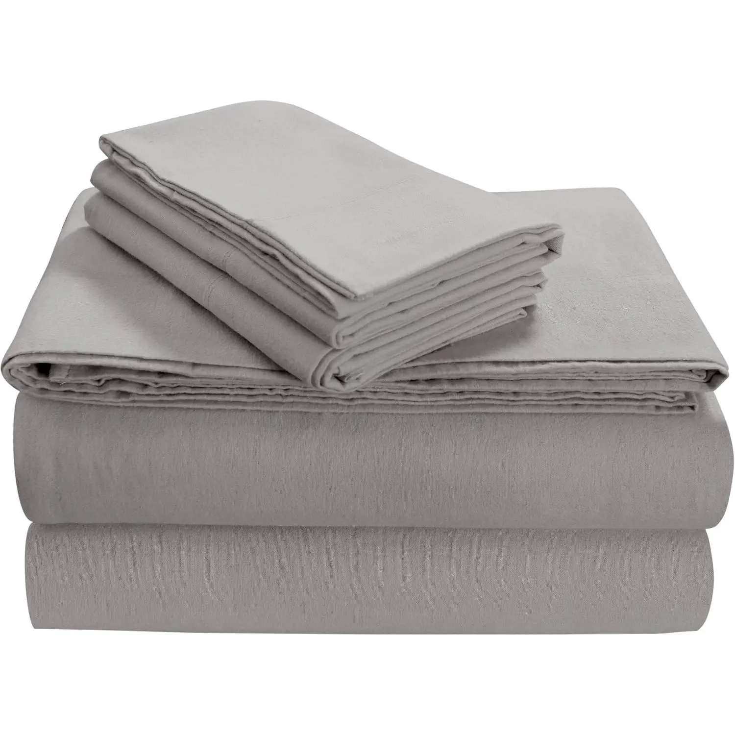 FL170EDPCKIPL Soft Texture King Size Cotton Flannel Pillowcases Set Pack - 170-GSM Fabric, Silver Grey