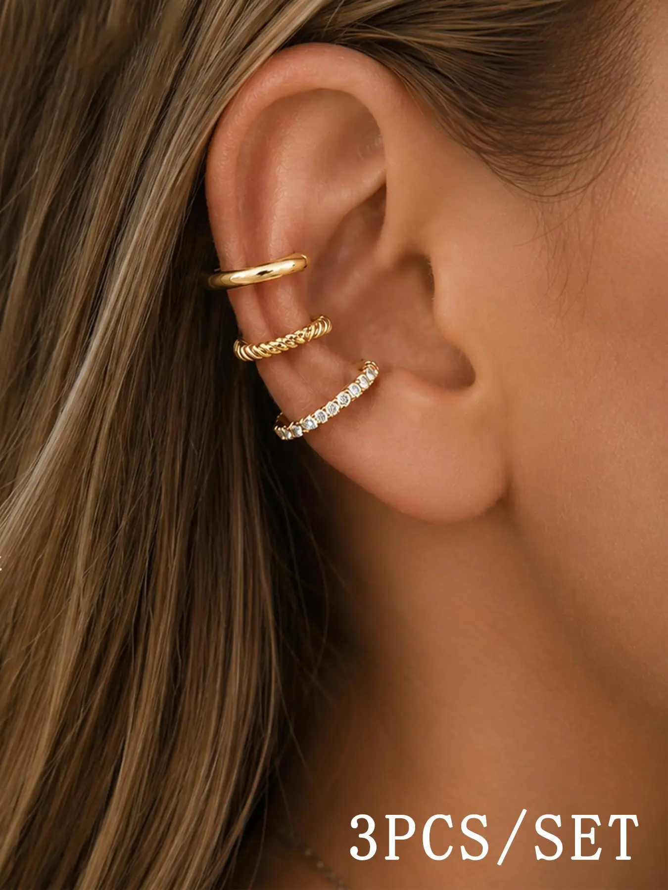 3pcs Ear Cuff Earrings for Women Dainty Non Pierced Clip On Earring for Cartilage Fake Ear Jewelry Lightweight